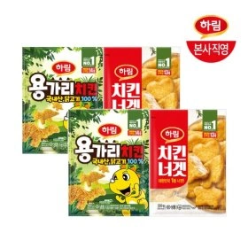 하림 용가리치킨300gX2+치킨너겟300gX2 (유클 11,820원/무배)4