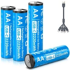 에네곤파워 직접 충전식 건전지 USB C타입 리튬이온 배터리 AA, 4개 (23,120원)10