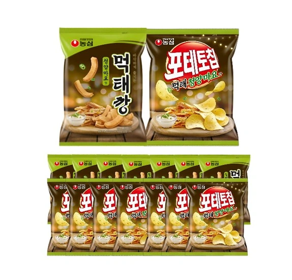 농심 먹태깡 55g 7봉 + 포테토칩 청양마요 50g 7봉 (14,400원/무배)5