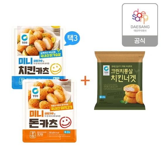 청정원 미니카츠 2종 3개 골라담기+통살너겟 300g(토스카카오 19,490원/무료)1