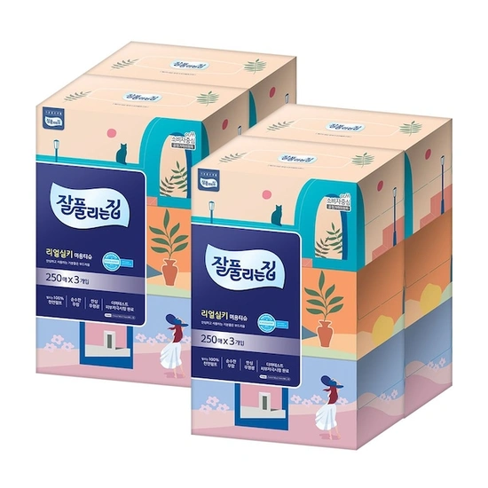 리얼실키 미용티슈 250매 3입 x 4팩 총12팩 (13,400원 무료) 토스타겟쿠폰 11,400원2