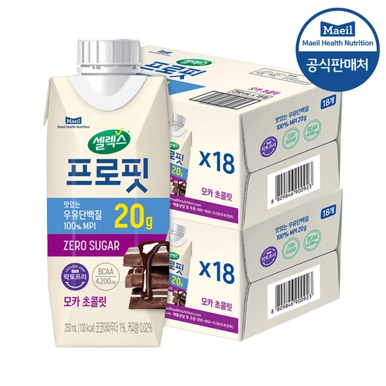 셀렉스 프로핏 우유단백질 드링크 MPI 모카초콜릿 250ml 36입 (41,830원/무료)4