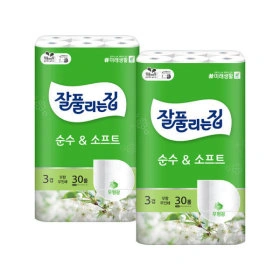 잘풀리는집 두루마리휴지 3겹 25M 30롤 X 2개 (16,920원/무료)2
