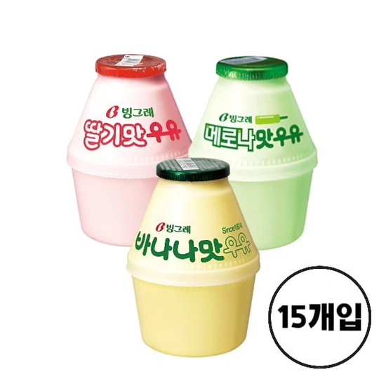 빙그레 바나나,딸기,메로나 3종 240ml 총 15개입 (12,960원/무배)11