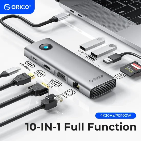 ORICO 도킹 스테이션 유형 C 허브-4K60Hz HDMI 호환 USB 3.0 어댑터 RJ45 PD100W Macbook Pro 노트북 액세서리 충전