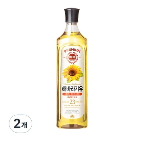 ] 해표 해바라기유, 900ml, 2개 (5,750원/와우무료)31
