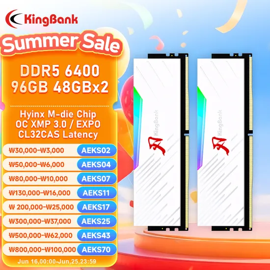 SSD+RAM 역대가) SSD 크루셜 500GB($26.86) 1TB($43.49) 킹뱅크 RAM 48GB($99.8)2