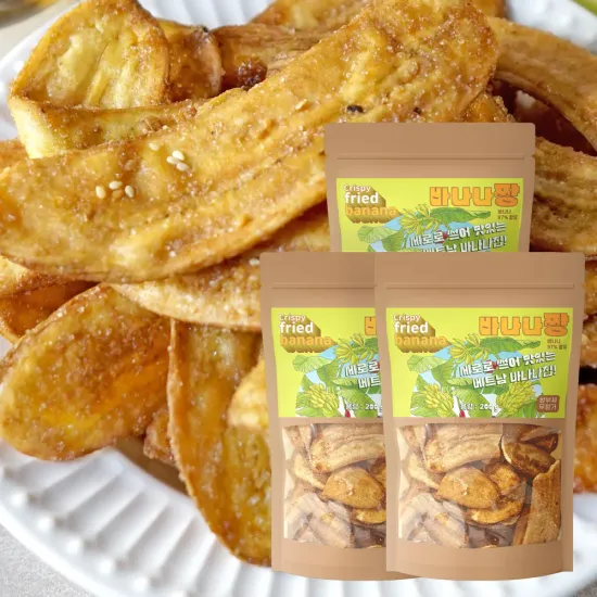 베트남 바나나를 길게 썰어 튀긴 스낵 바나나칩 바나나짱 200g 3개, 사무실간식 탕비실간식 (10,596원/무료)1