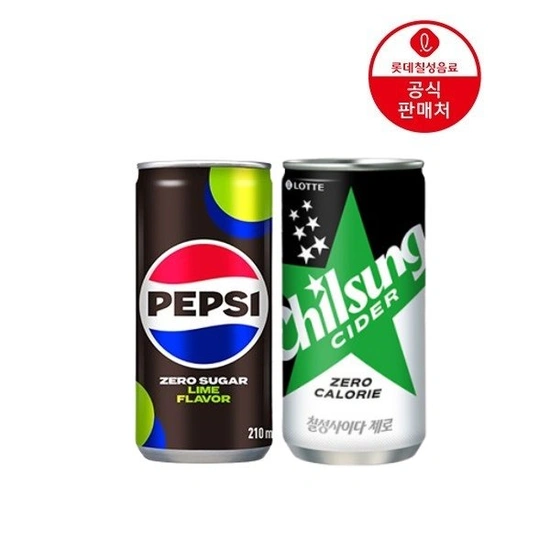 210ml 펩시제로라임 30개 + 칠성사이다제로 30개 (21,980/무료)