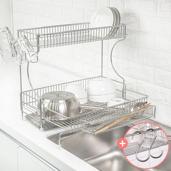 국산 304 연마제없는 확장형 한뼘 식기건조대 2단 (49,900원/무료배송)