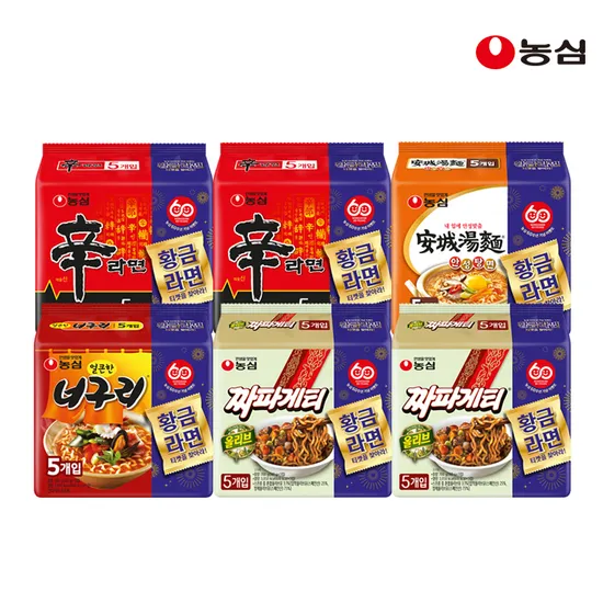 신라면10봉+안성탕면5봉+너구리5봉+짜파게티10봉 (21,160/무료)1