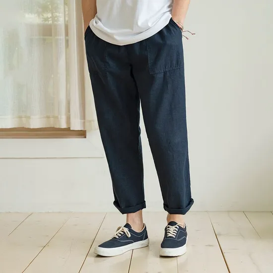 하프크라이즈 레이아웃 리넨 퍼티그 팬츠 (27,540원/무료)1