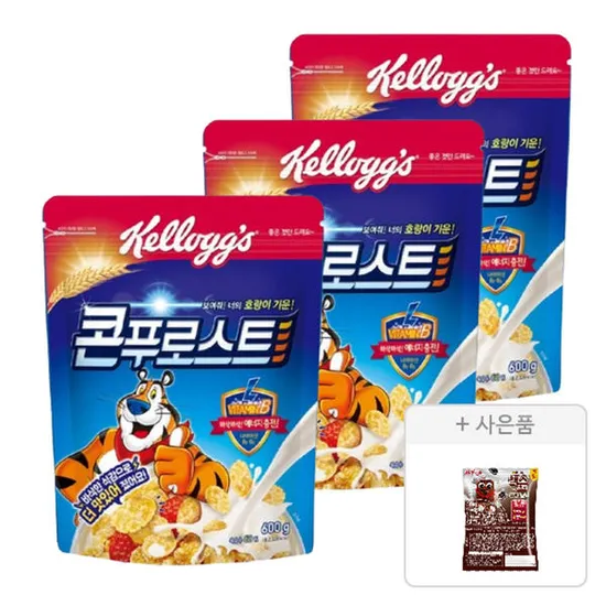 켈로그 콘푸로스트 600g 3개 + 쿠키앤크림 30g 증정 (10,900원/무배)6