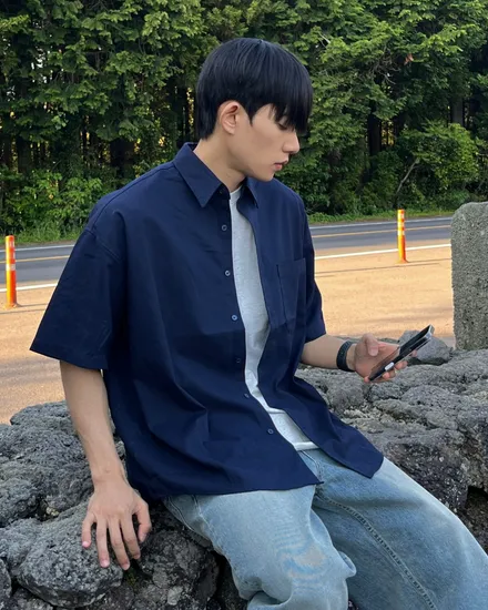 린넨포켓오버핏 반팔 셔츠 네이비 (13,900원/3,000원)5