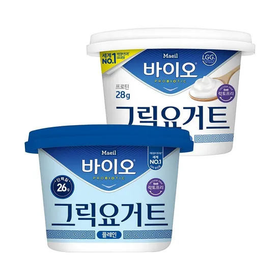 바이오 그릭요거트 2종 무가당플레인 400g x3개 골라담기(11,340원/무배)5