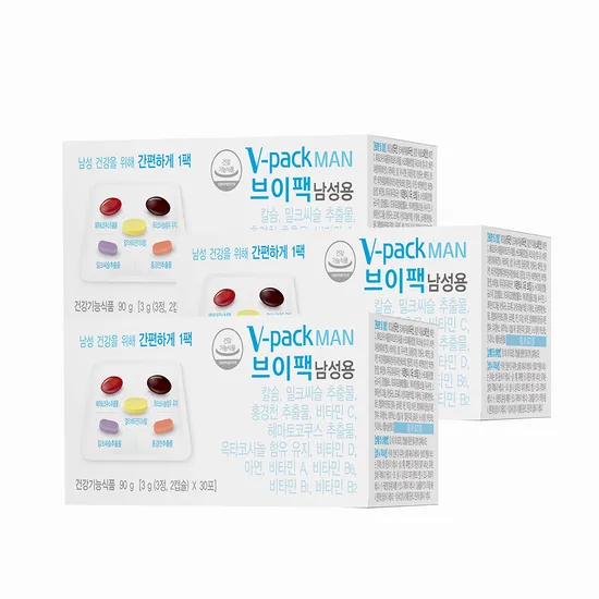 안국약품 브이팩 남성용 올인원 종합 멀티 비타민 미네랄 30포 3박스 (79,900원/무료)
