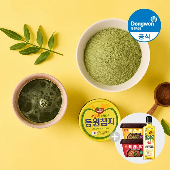 녹차담은 동원참치 85g, 18개+건강요리유/비빔드밥 증정 (23,400원/무료)