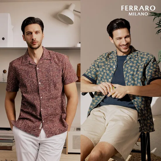 페라로밀라노 남성 버티컬 조직 포인트 카라 반팔 티셔츠 화이트 (34,920원/무료)1