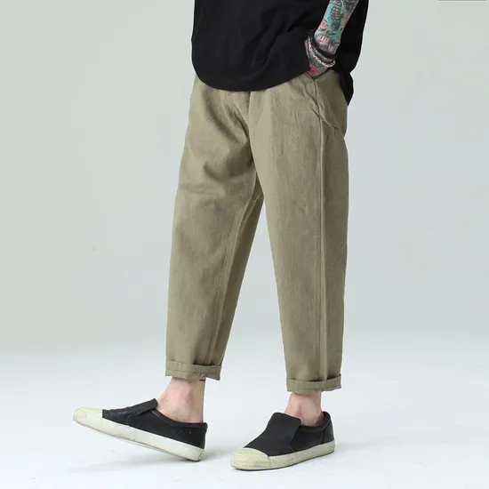 하프크라이즈 레이아웃 린넨 와이드 팬츠