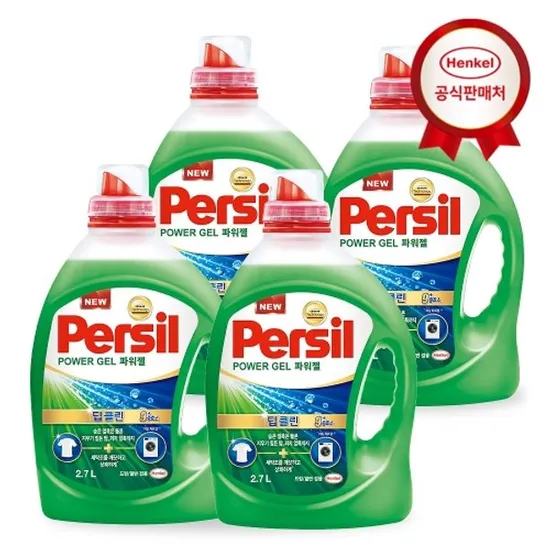 헨켈 퍼실 딥클린 파워젤 세탁세제 2.7L X 4개
