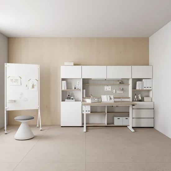 데스커 1400폭 6단 멀티책상세트 조명 도어형