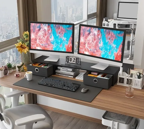 서랍형 듀얼모니터 받침대