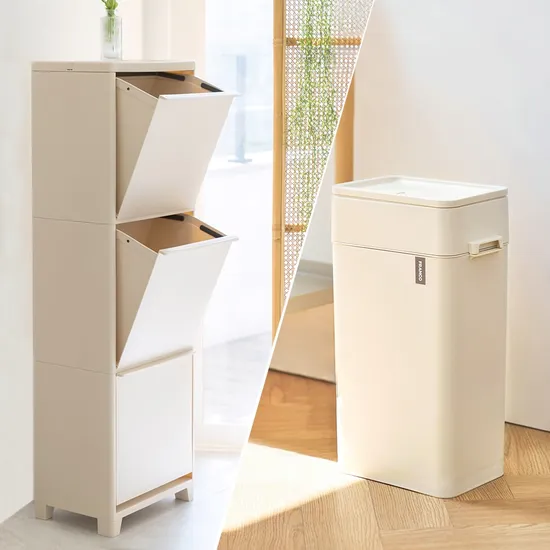 크림컬러 모노스탠드 휴지통 10L/20L 비닐포함 12개