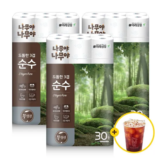 잘풀리는집 3겹 두루마리 휴지 27M 30롤 3팩