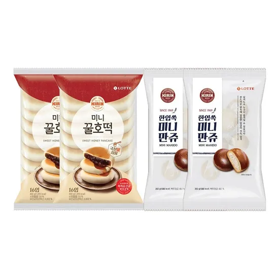 기린빵 미니꿀호떡 400g 2개 미니 만쥬 350g 2개