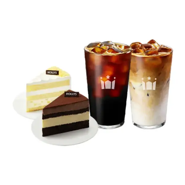 할리스 아메리카노 R 문경 오미자 꿀배차 R 순수 우유 롤케이크