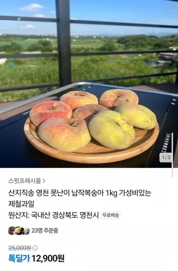 영천 못난이 납작복숭아 1kg
