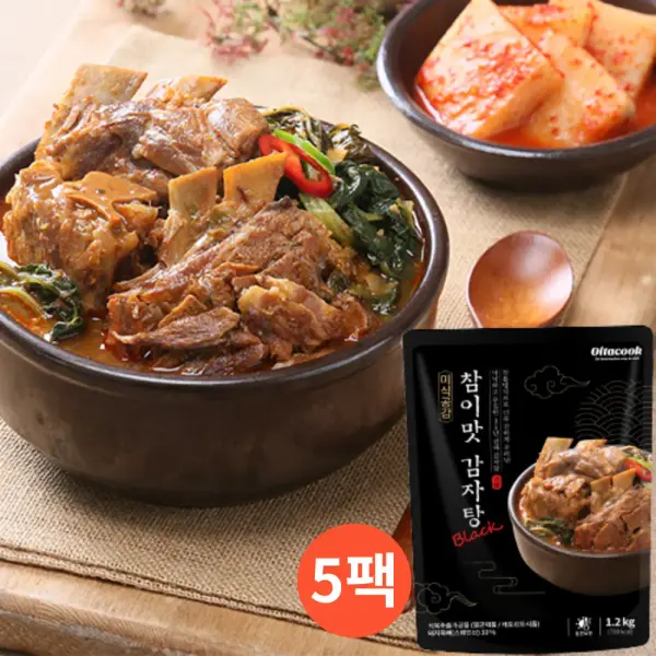 참이맛 감자탕 블랙 1.2kg 5팩 라면사리 1팩