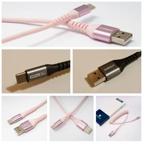 C타입 고속 충전 케이블 코일 스프링 데이터 케이블 자동차용