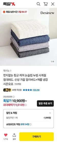 데시뉴 노마드 항균 누빔 침대패드 SS
