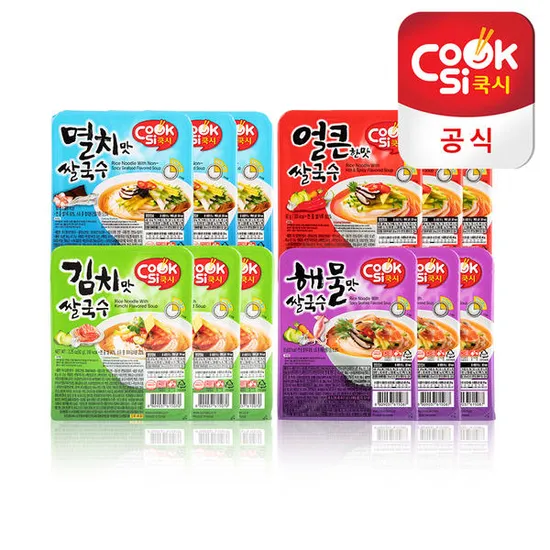 쿡시쌀국수 멸치 얼큰 김치 해물 12개 1BOX
