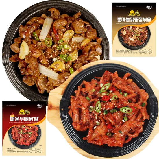 고향식품 매운무뼈닭발 1팩 통마늘닭똥집 1팩