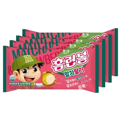 해태제과 홈런볼 말차딸기 스낵 43g 4개