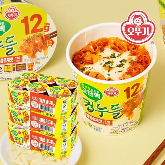 오뚜기 고단백 컵누들 매콤로제 마라샹궈 18개 짜슐랭 용기 12개 택1