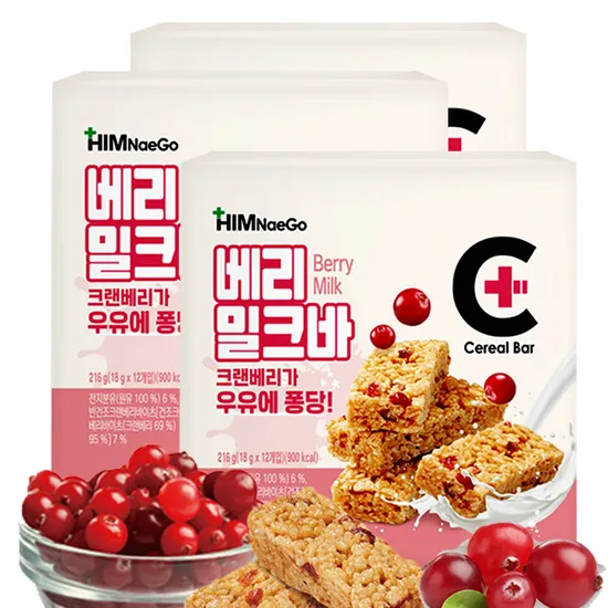 힘내고 크랜베리 밀크바 18gX12개