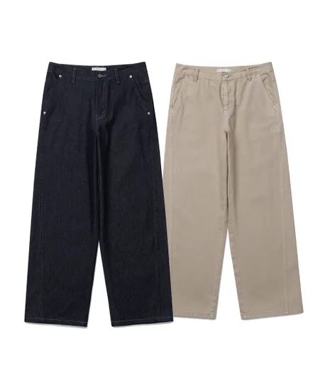 와이드 커브드 데님 팬츠 2팩