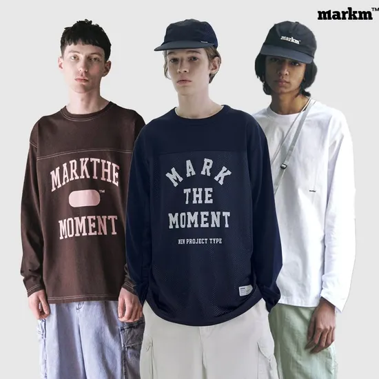 마크엠 마크 더 모먼트 슬로건 스티치 포인트 롱 슬리브