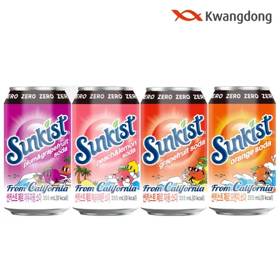 광동 썬키스트 과일소다 제로 355ml 24캔