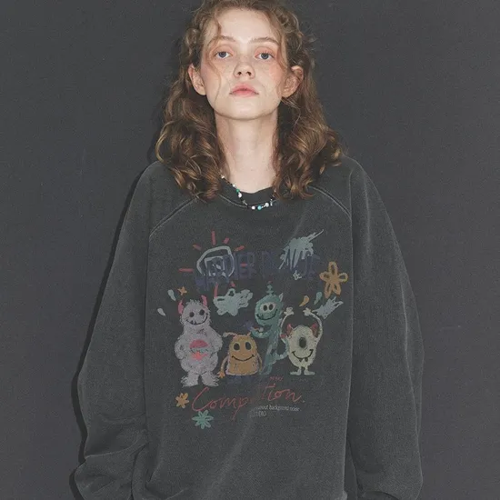 꼼파뇨 피그먼트 스웨트셔츠 스모크블랙