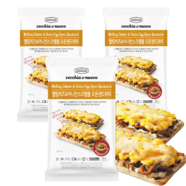 베키아에누보 멜팅치즈 & 어니언 스크램블 오픈샌드위치 405g x 3팩 (총 9개)