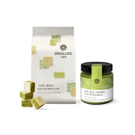 제주 오설록 달달세트 녹차밀크스프레드 그린티 웨하스 12개입