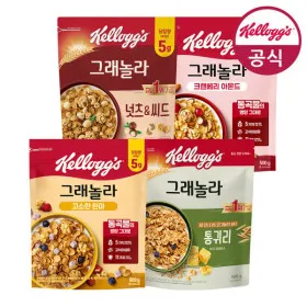 켈로그 그래놀라 시리얼 500g 4종 1+1+1 총 3팩 골라담기