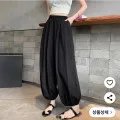 여성 하이웨이스트 밴딩 조거 와이드팬츠