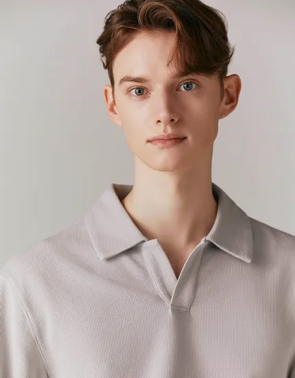 컨셉원 세미오버핏 와플 폴로 긴팔 티셔츠