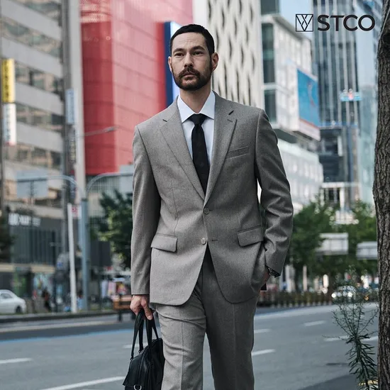 STCO 베이지 릴렉스핏 미니체크 셋업