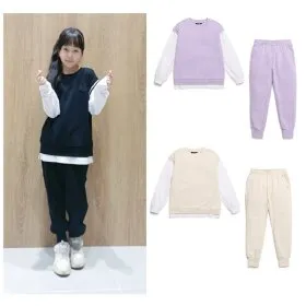 블랙야크키즈 레이어드맨투맨 조거팬츠세트